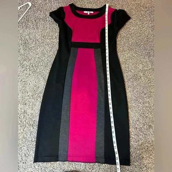 9&co pink BLACK GRAT COLOR BLOCK DRESS MIDI LENGTH SHORT SLEEVE SIZE 6 - Picture 7 of 8